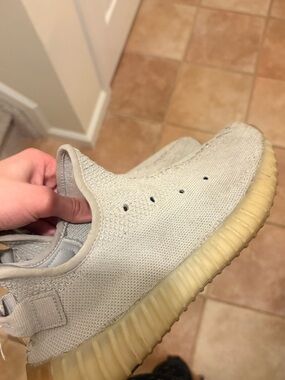 Yeezy Boost Low-Top Sneakers in Light Gray with Gum Sole
